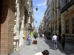 Cadiz side street with shoe shops